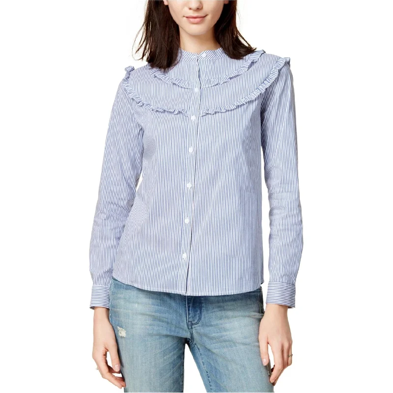 Maison Jules Womens Ruffled Button Up Shirt Edgy Women's Punk