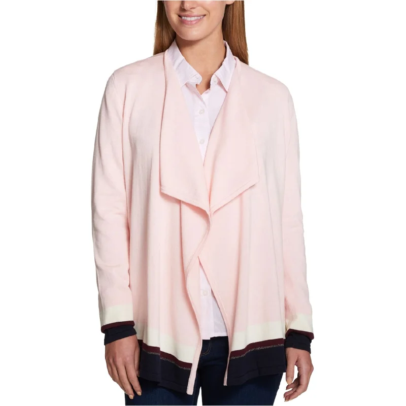 Tommy Hilfiger Womens Draped Cardigan Sweater, Pink, Small Traditional Women's Wool
