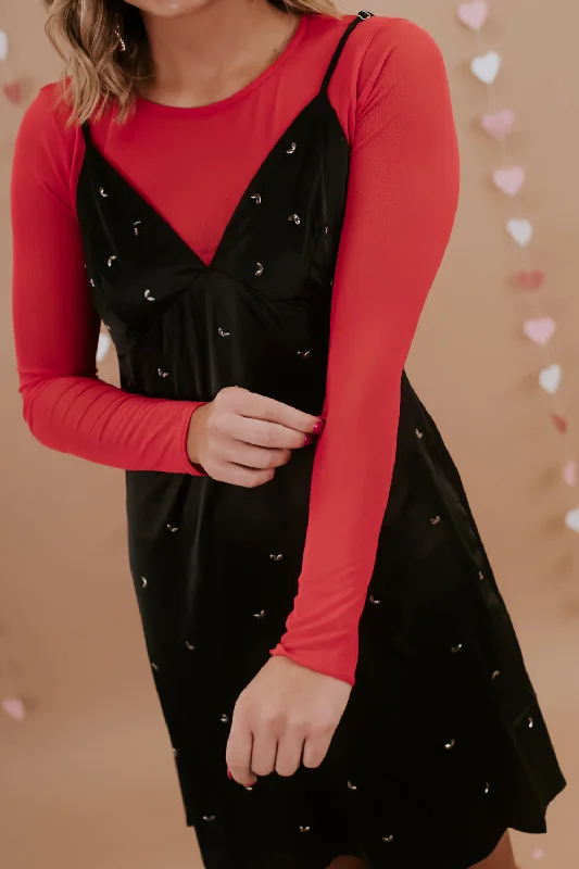 Solid Mesh Bodysuit , Red Compression