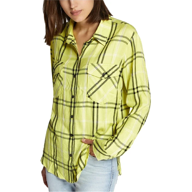 Sanctuary Clothing Womens Plaid Button Up Shirt Business