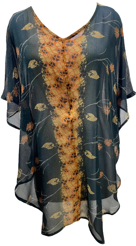 PRG5712 Sheer Avatar Pure Silk Waterfall Top Preppy Women's College