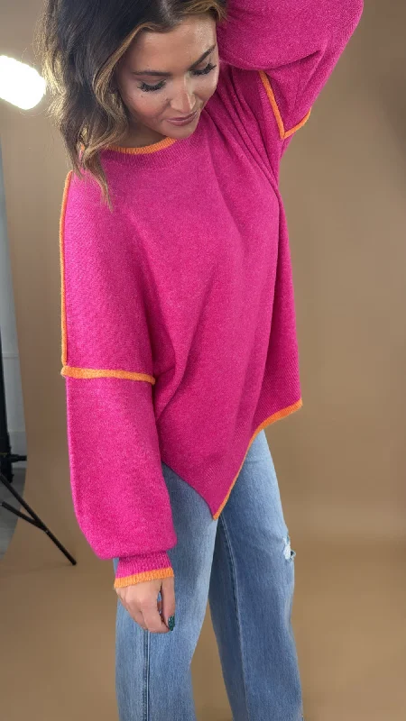 Wear Around Oversized Cozy Sweater, Pink Modern Women's 