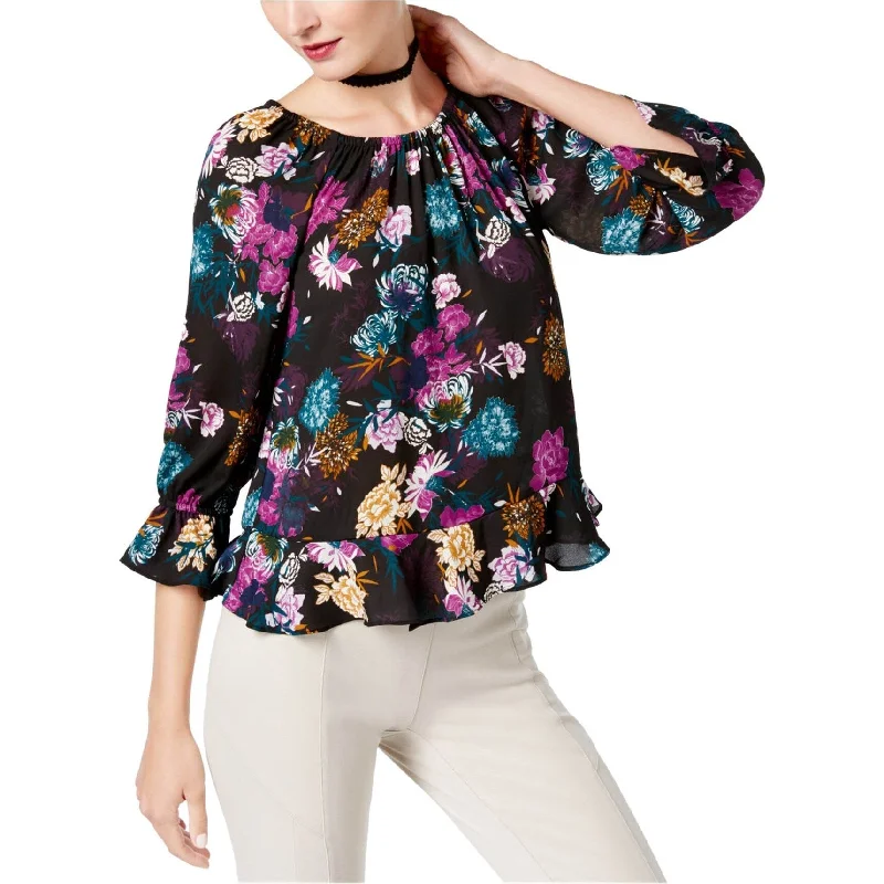 I-N-C Womens Estella Peasant Blouse, Black, X-Large Casual Women's Loose - fitting