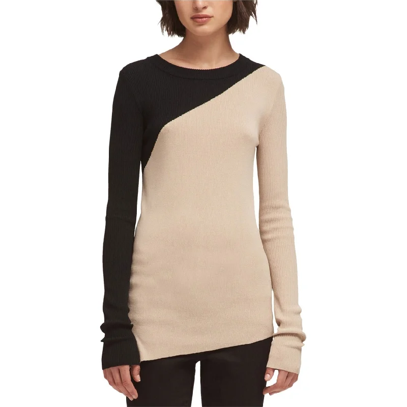 DKNY Womens Colorblocked Pullover Sweater, Beige, Medium Hip Women's Urban