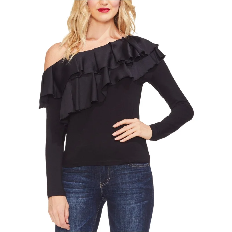 Vince Camuto Womens Tiered Ruffle One Shoulder Blouse, Black, X-Small Monochromatic All - in - one Vince Camuto Womens Tiered Ruffle One Shoulder Blouse, Black, X-Small Monochromatic All - in - one