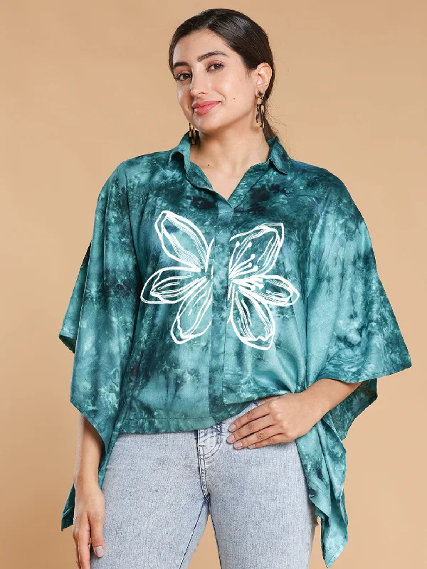 Teal Rayon TieDyeTop- Floracrylic Bold Women's Statement