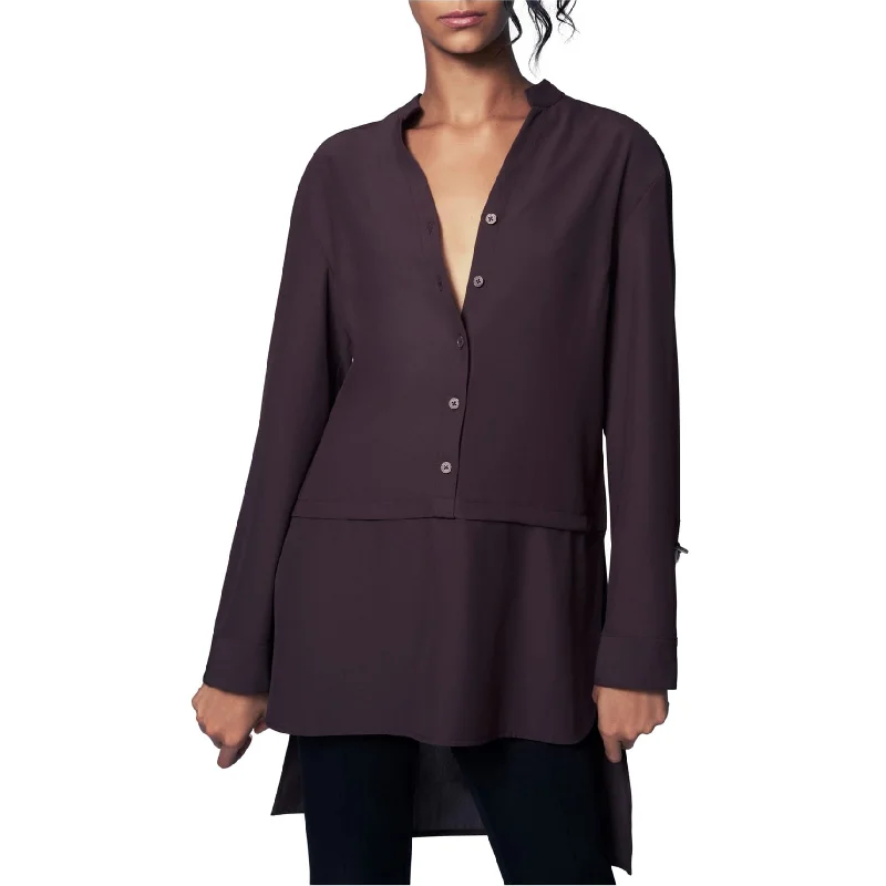 b New York Womens Solid Tunic Blouse, Brown, X-Large Refined Women's Hand - crafted