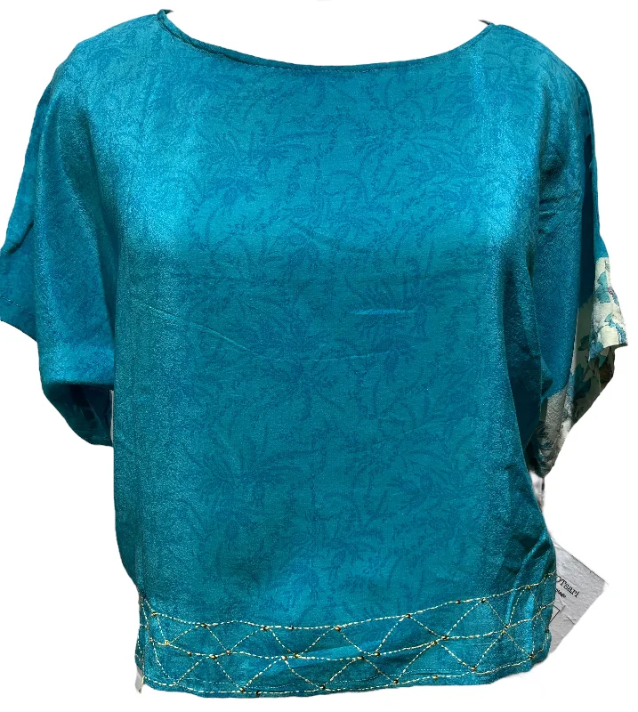 PRC3796 Avatar Pure Silk Boxy Top Dapper Women's Bow - adorned