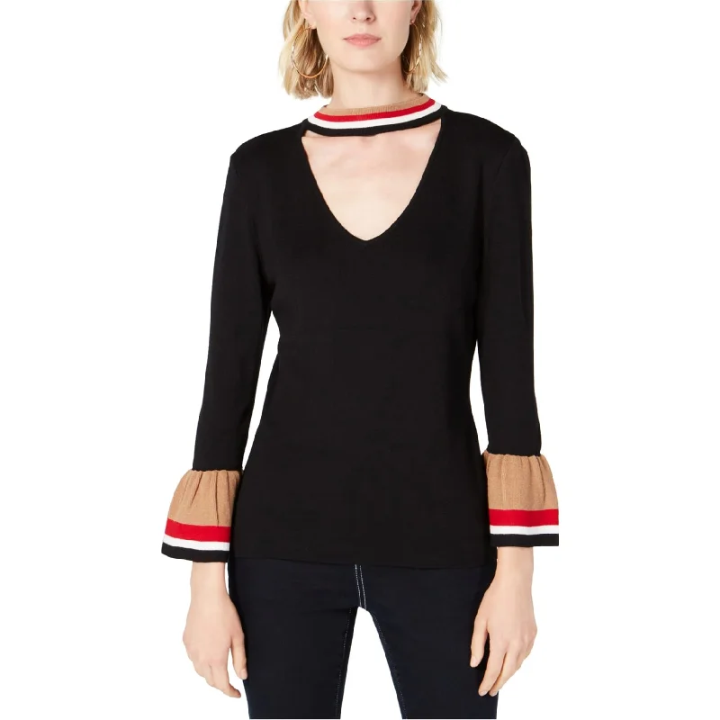 I-N-C Womens Stripe Sleeves Pullover Sweater, Black, Medium Athletic Women's High - 