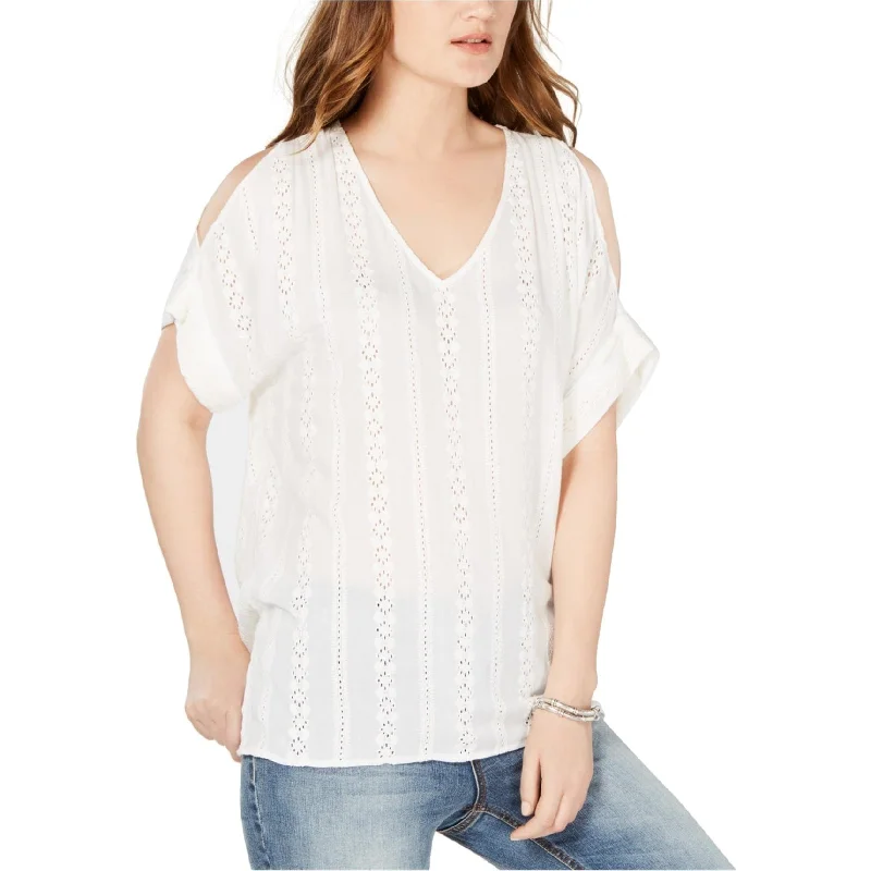 Karen Kane Womens Embroidered Cold Shoulder Blouse, Off-White, Medium Cashmere