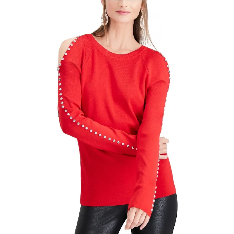 I-N-C Womens Studded Cold Shoulder Blouse Disco