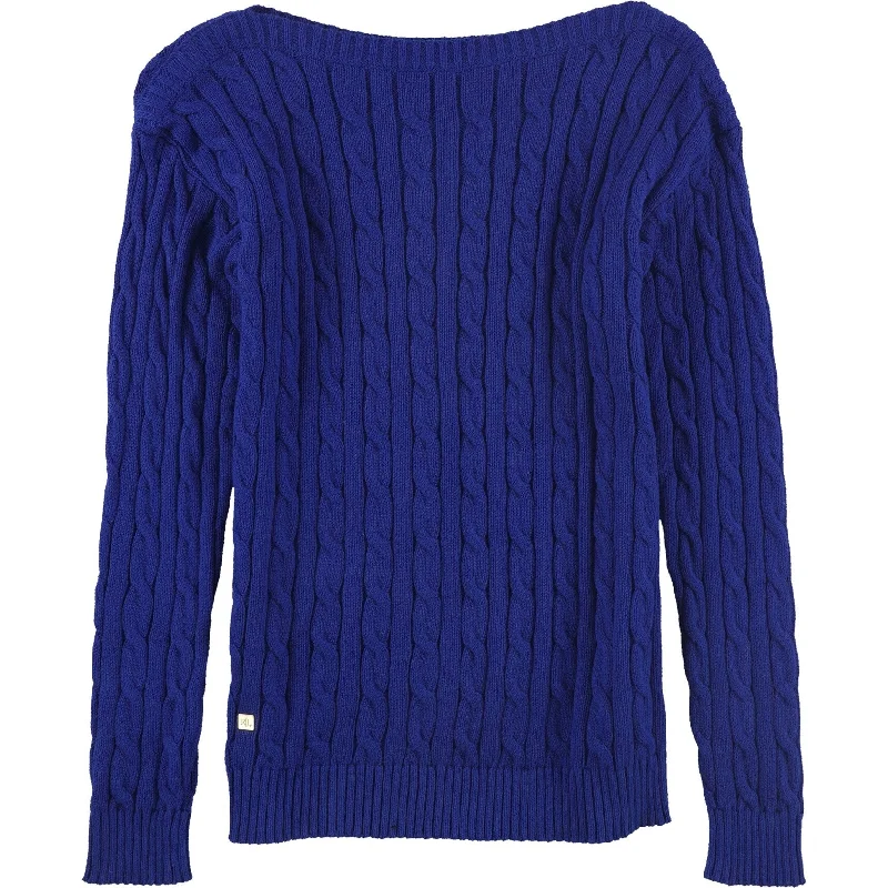 Ralph Lauren Womens Knit Pullover Sweater, Blue, X-Small Casual Women's Loose - fitting