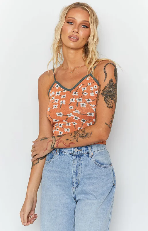 White Blossom Crop Top Orange Rugged Women's Outdoor 