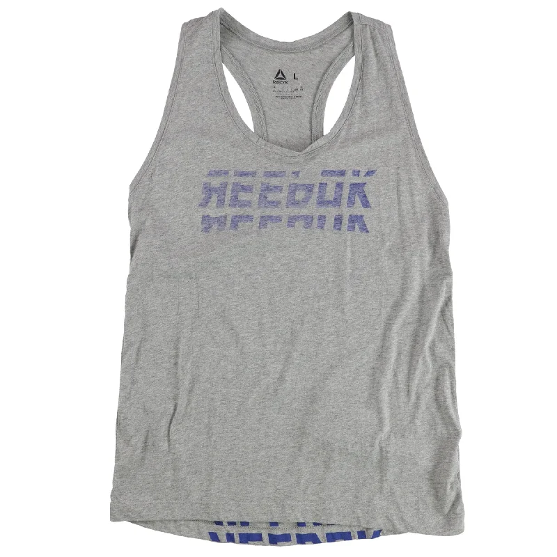 Reebok Womens Reversed Logo Racerback Tank Top, Grey, Large Adventure