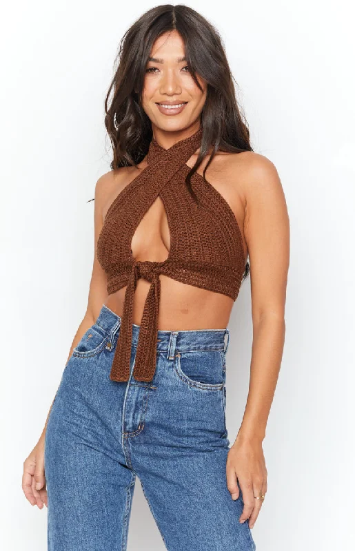 Whitsundays Crop Top Chocolate Elegant Women's 